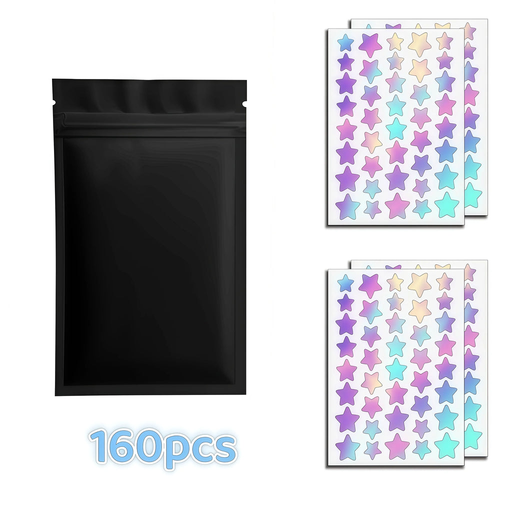 Set di cerotti olografici a forma di stella per la pulizia profonda da 160/240 pezzi — Adesivi lucidi unisex per coprire i brufoli, adatti a tutti i tipi di pelle