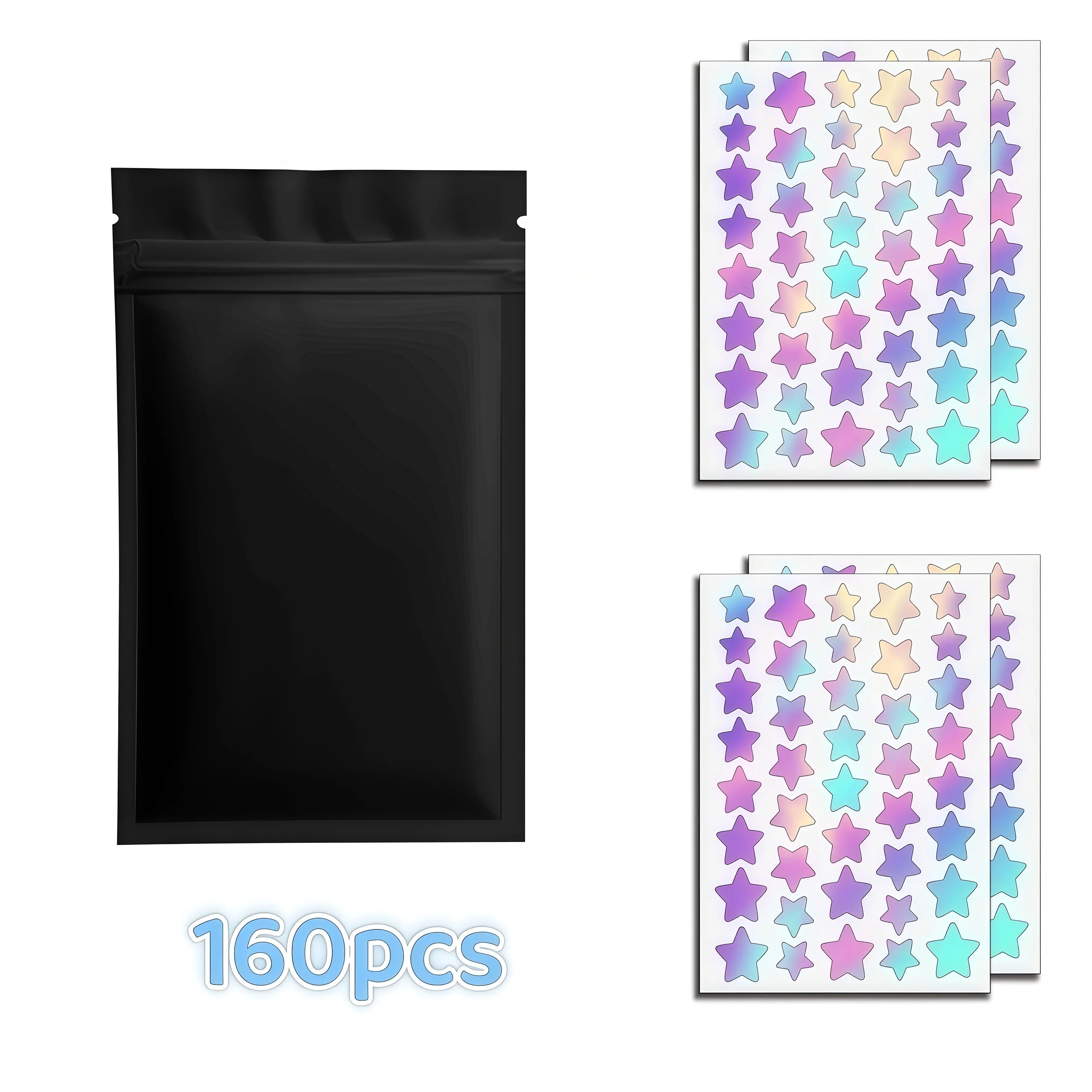 Set di cerotti olografici a forma di stella per la pulizia profonda da 160/240 pezzi — Adesivi lucidi unisex per coprire i brufoli, adatti a tutti i tipi di pelle