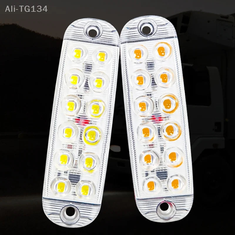 Luci di segnalazione laterali stroboscopiche a 12 LED, barra luminosa lampeggiante per auto, camion, luci di segnalazione, luci di segnalazione per griglia da 12 V a 80 V 