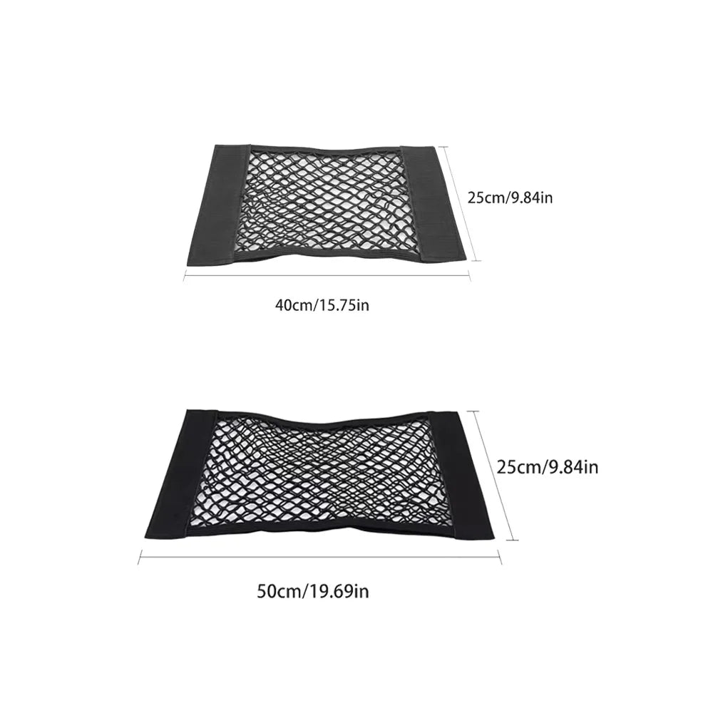 Rete portaoggetti per auto, rete elastica, tascabile, adesivo magico elastico, universale, rete posteriore per bagagliaio, tasca per sedile, organizer per auto 