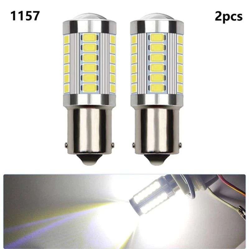 XMJS 2 pezzi Lampadina LED per auto P21W 1156 BA15S P21/5W BAY15D 1157 12V 7000K Bianco Indicatore di direzione Freno Backup Retromarcia Luci di parcheggio Lampade 