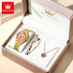 OLEVS Nuovo 3703 Orologi Donna Elegante Orologio al Quarzo Impermeabile Luminoso Acciaio Inossidabile Data Orologi Donna Braccialetto Confezione Regalo 