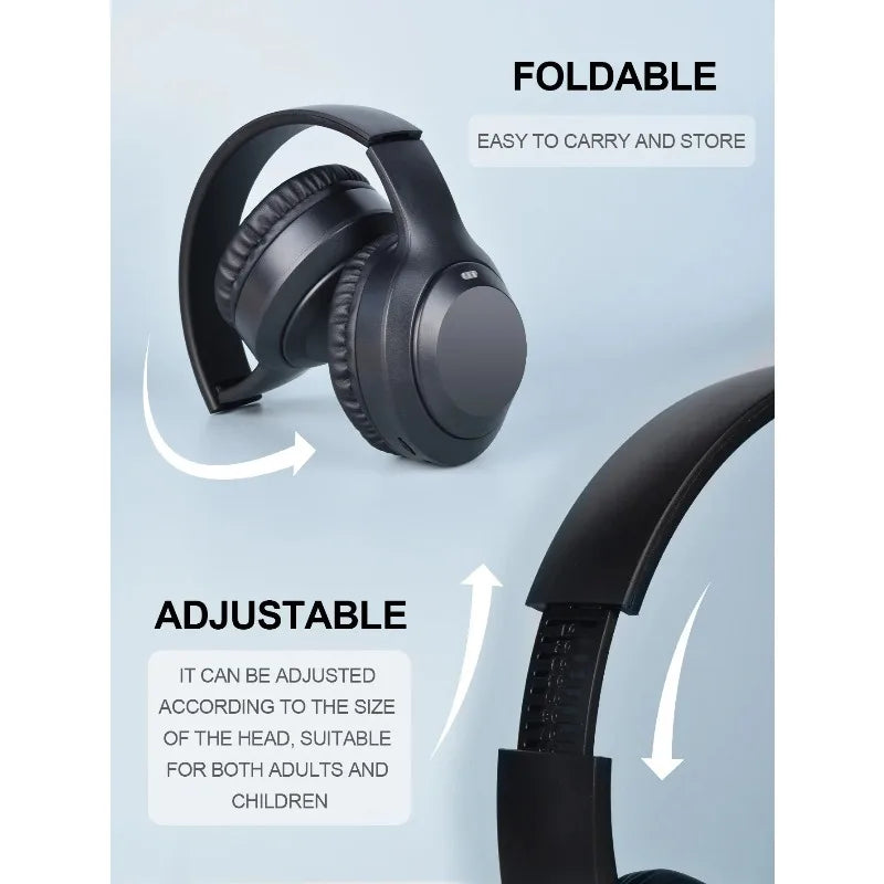 Cuffie wireless Bluetooth 5.3 sovraurali, auricolari stereo HIFI, auricolari sportivi per giocatori, lettore musicale TF/AUX con microfono HD 