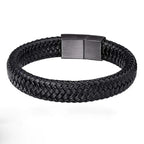 Bracciale magnetico in pelle PU nera da uomo maturo, stabile ed elegante, il miglior regalo per gli uomini 