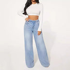 Edizione 25 – Jeans a gamba larga con coulisse a vita alta – Azzurro