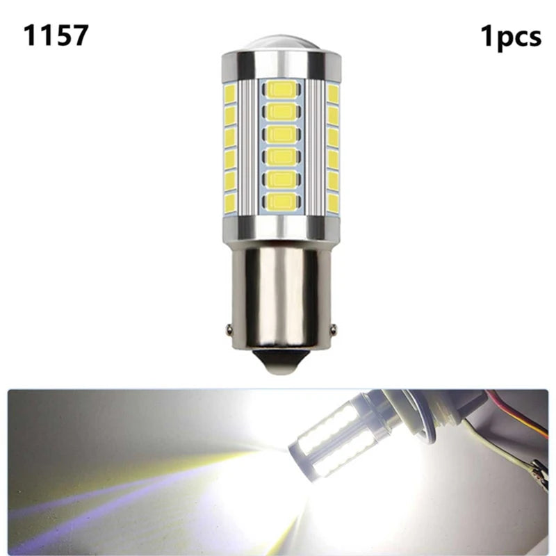 XMJS 2 pezzi Lampadina LED per auto P21W 1156 BA15S P21/5W BAY15D 1157 12V 7000K Bianco Indicatore di direzione Freno Backup Retromarcia Luci di parcheggio Lampade 