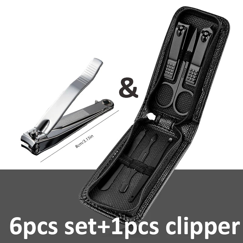 Set manicure da 6-9 pezzi con custodia in pelle, kit di strumenti professionali per la cura dei piedi e del viso, set di tagliaunghie in acciaio inossidabile, regalo 