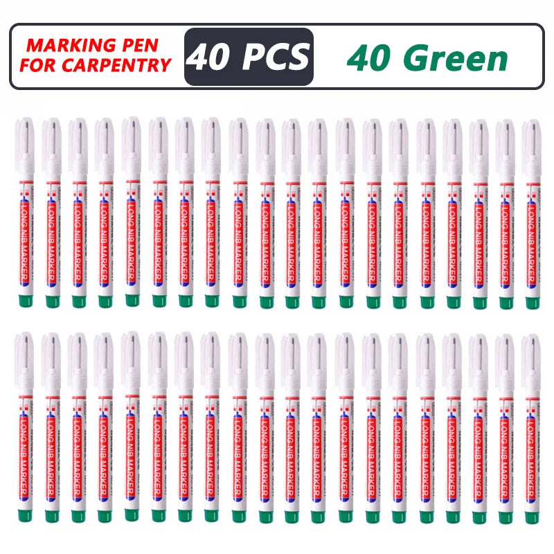 1-40 pezzi 20 mm foro profondo pennarello a punta lunga per penna perforatrice per metallo impermeabile bagno lavorazione del legno decorazione multiuso 