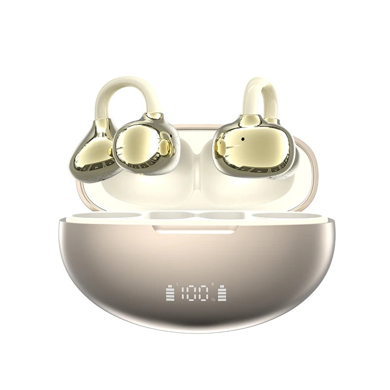 Q108 Auricolari wireless con clip auricolare e traduzione AI, auricolari Bluetooth 6.1, auricolari sportivi con clip, impermeabili IPX5, AI-Bass 