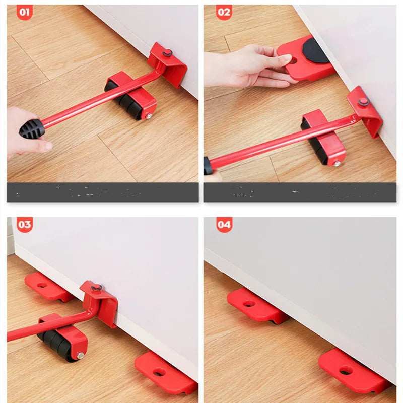 Set di rulli per il trasporto di mobili, set di strumenti per il sollevamento e lo spostamento, dispositivo per lo spostamento di oggetti pesanti, utensile manuale