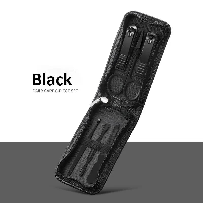 Set manicure da 6-9 pezzi con custodia in pelle, kit di strumenti professionali per la cura dei piedi e del viso, set di tagliaunghie in acciaio inossidabile, regalo 