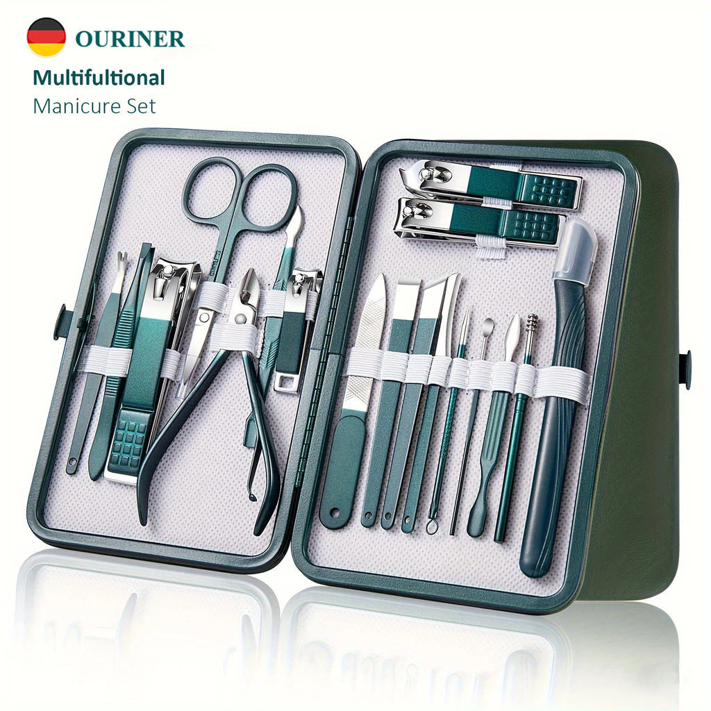 Kit professionale per la cura delle unghie da 7/10/12/18 pezzi, set per manicure e pedicure in acciaio inossidabile, set tagliaunghie con custodia da viaggio 