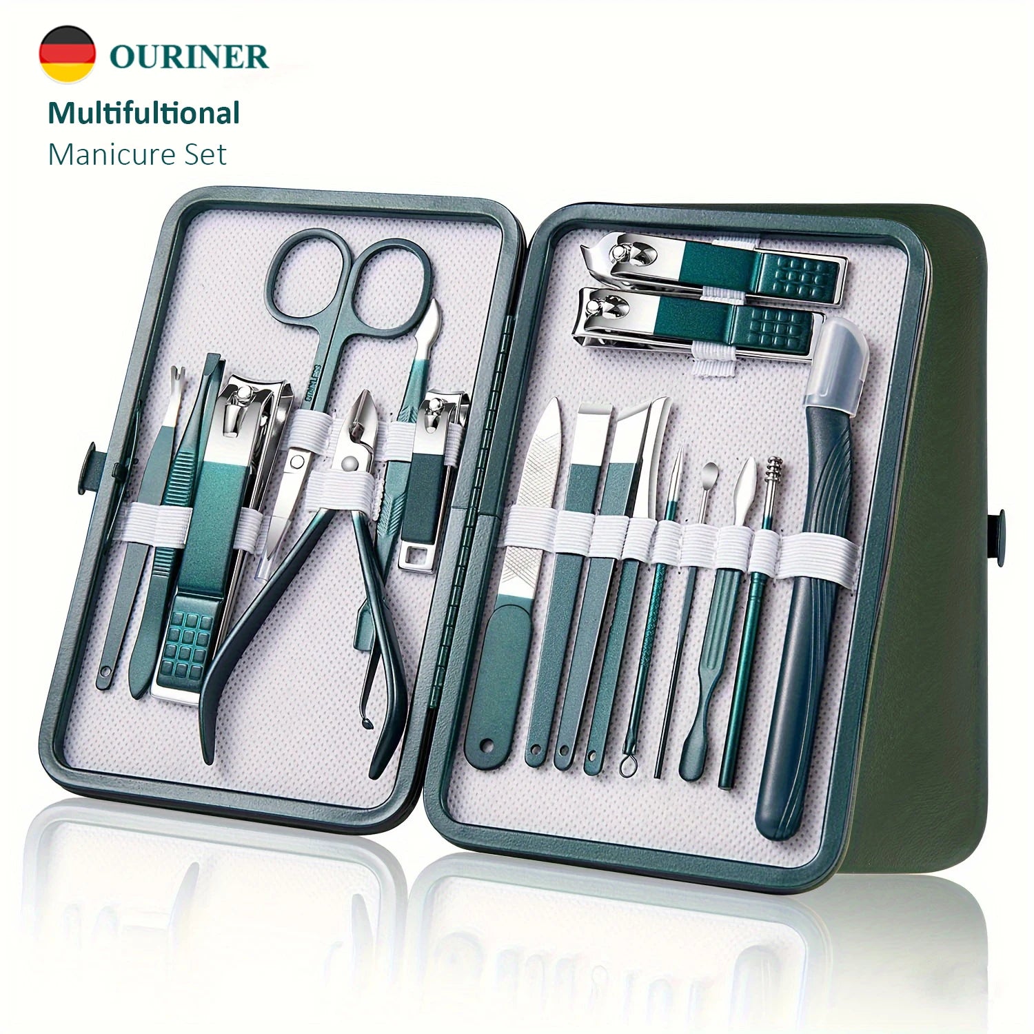 Kit professionale per la cura delle unghie da 7/10/12/18 pezzi, set per manicure e pedicure in acciaio inossidabile, set tagliaunghie con custodia da viaggio 