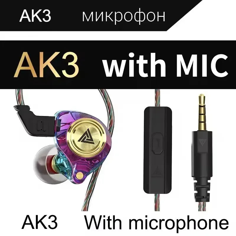 Nuovi auricolari QKZ 15D Dynamic Surround Sound Bass, auricolari con microfono, ingresso AUX da 3,5 mm, auricolari sportivi HIFI con cancellazione del rumore 