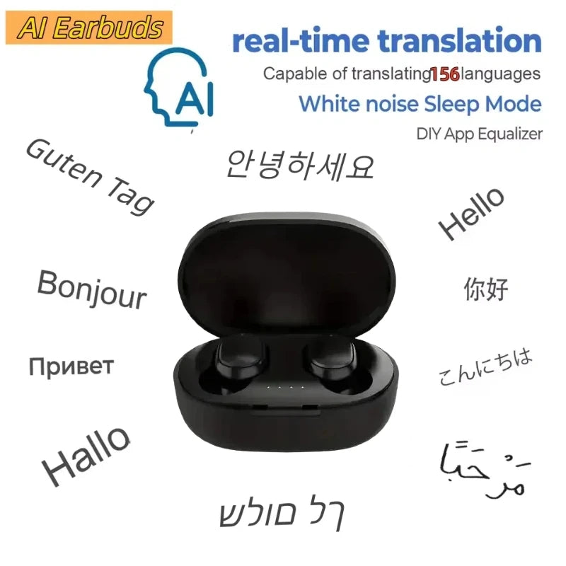 Traduttore in tempo reale Ai Auricolari Bluetooth 5.4 Auricolari aziendali Traduttore in 156 lingue Cuffie wireless Smart impermeabili 