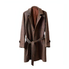 Vintage Gentleman Houndstooth Men's Clothing Woolen Trench Coat