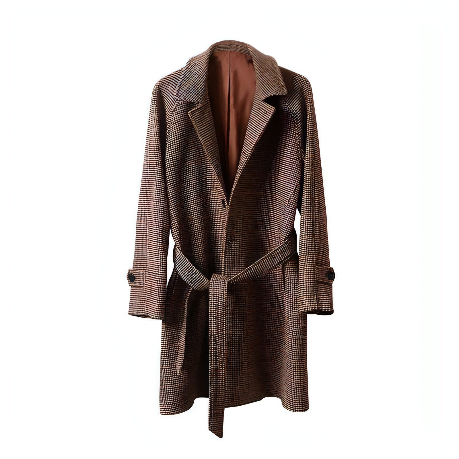 Trench in lana da uomo in stile vintage con motivo pied de poule 