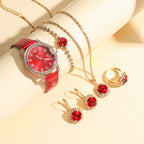 Set da 6 pezzi con cinturino in pelle lucida e collana di perline per donna, ideale come regalo festivo, senza regalo 