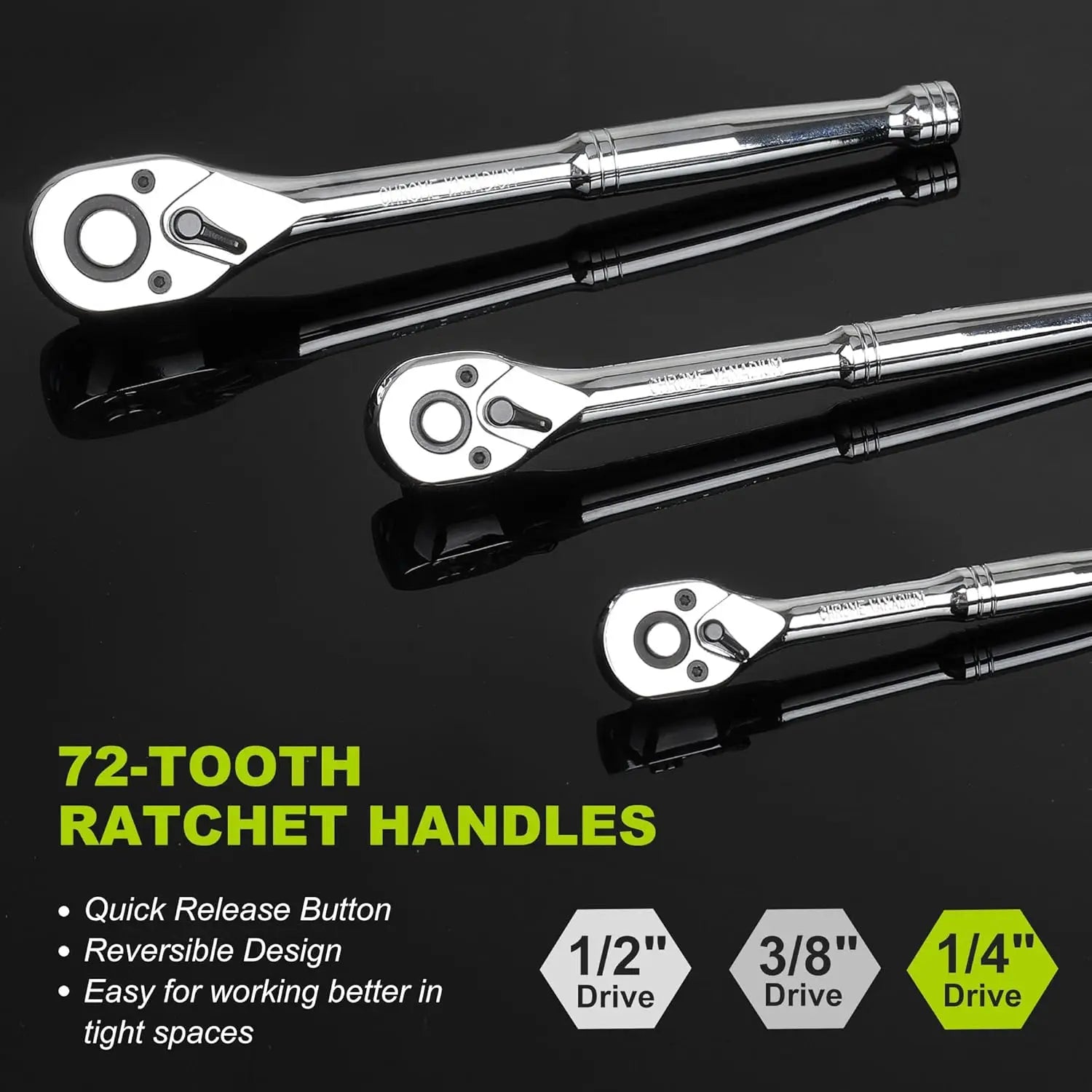 Set di utensili meccanici da 249 pezzi, chiave a bussola SAE/metrica, attacco da 1/2', 3/8', 1/4', cricchetti, chiavi esagonali, per riparazioni auto 