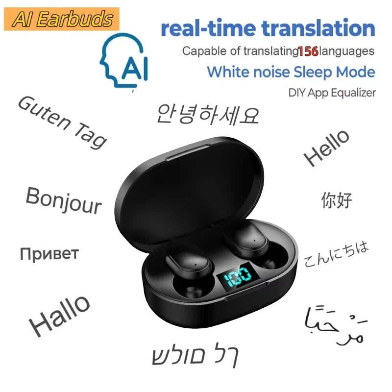 Traduttore in tempo reale Ai Auricolari Bluetooth 5.4 Auricolari aziendali Traduttore in 156 lingue Cuffie wireless Smart impermeabili 