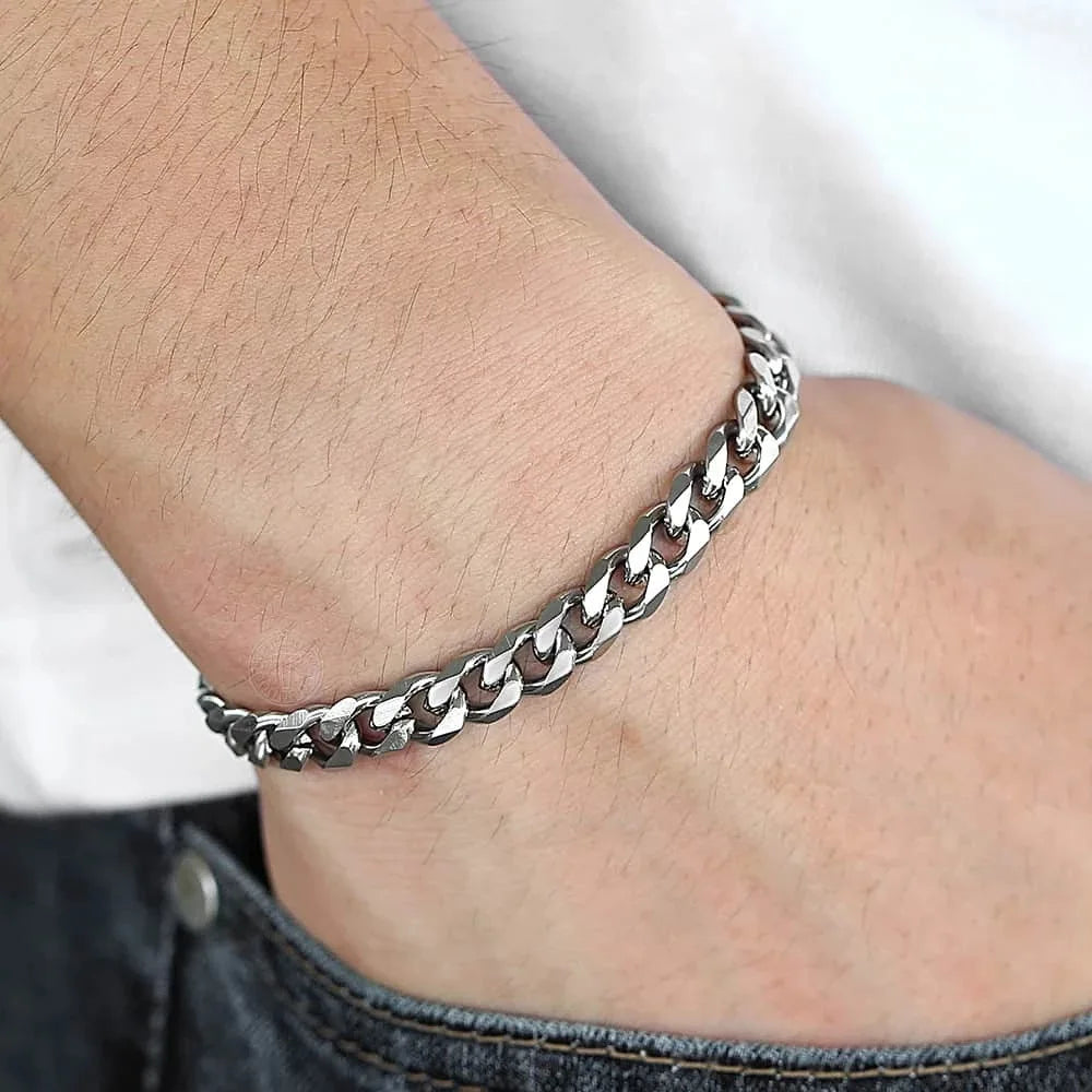 Nuovo braccialetto alla moda da uomo con catena classica in acciaio inossidabile da 3/5/7/9 mm di larghezza, braccialetto a catena per uomo e donna, regalo di gioielli 