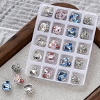 20 pezzi di decorazioni per nail art con diamanti impilati in vetro 3D, strass trasparenti/rosa/blu di lusso, ciondoli per unghie, accessori per manicure fai da te 