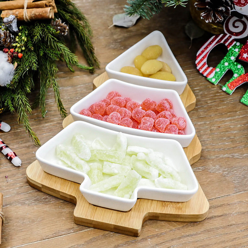 4 piatti in ceramica a forma di albero di Natale 