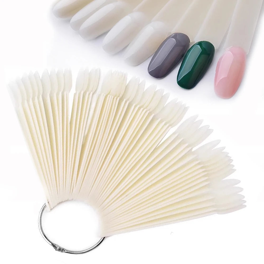 50 pezzi di punte finte per nail art, espositore trasparente, in acrilico nero naturale, campione di smalto in gel, strumento per manicure da esposizione 