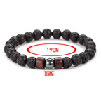 Bracciale in pietra vulcanica da 8 mm per uomo, con perline di legno lavico, braccialetto tibetano Buddha, catena da polso maschile, gioielli fatti a mano, braccialetto elastico 