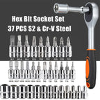 Set di chiavi a bussola da 46 pezzi, set di chiavi a cricchetto da 1/4 di pollice, kit di utensili meccanici per la riparazione di auto, con bussole, set di bussole esagonali metriche 