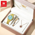 OLEVS Nuovo 3703 Orologi Donna Elegante Orologio al Quarzo Impermeabile Luminoso Acciaio Inossidabile Data Orologi Donna Braccialetto Confezione Regalo 