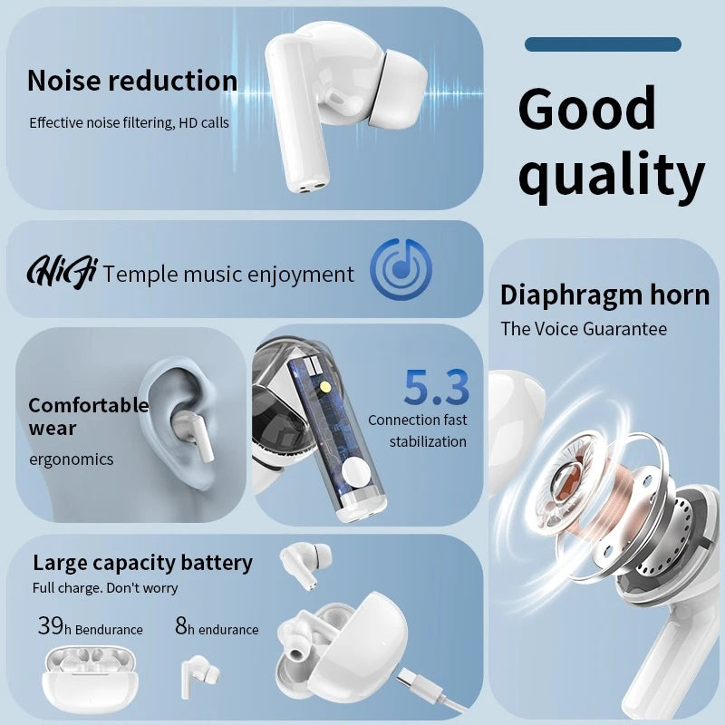 Nuovo auricolare Bluetooth wireless TWS con microfono stereo sportivo in-ear touch con lunga durata in standby 