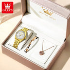 OLEVS Nuovo 3703 Orologi Donna Elegante Orologio al Quarzo Impermeabile Luminoso Acciaio Inossidabile Data Orologi Donna Braccialetto Confezione Regalo 