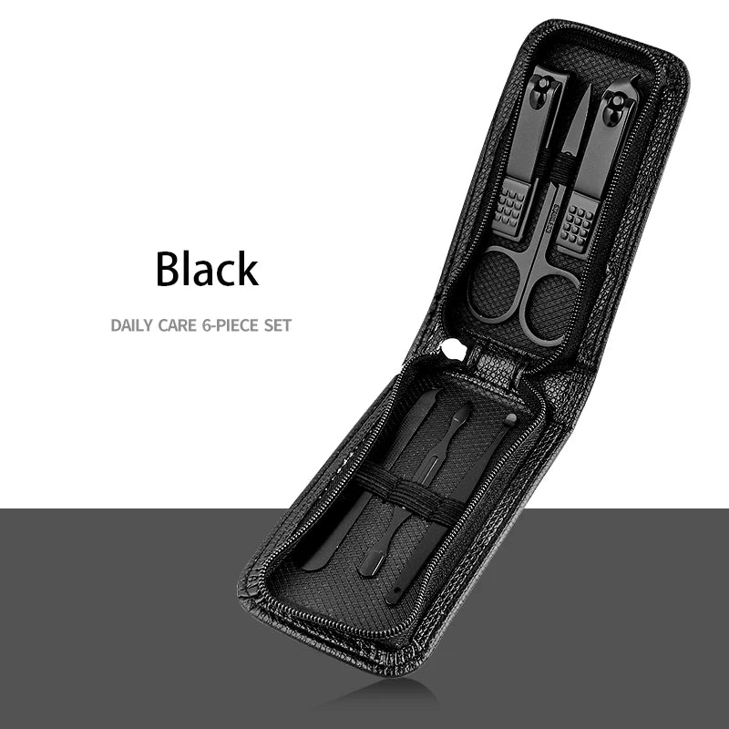 Set manicure da 6-9 pezzi con custodia in pelle, kit di strumenti professionali per la cura dei piedi e del viso, set di tagliaunghie in acciaio inossidabile, regalo 