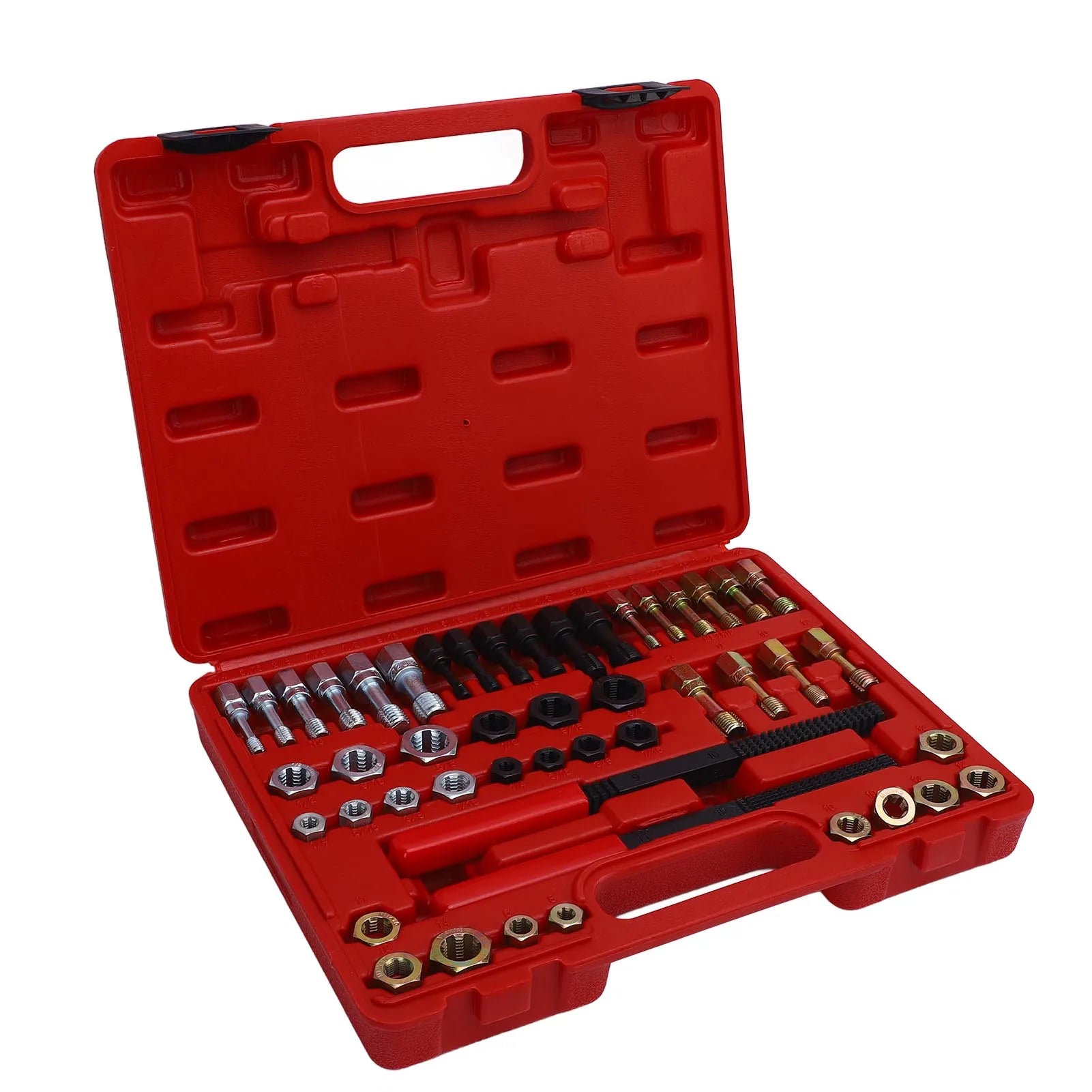 Set di 48 filettatori per misure metriche e SAE, 22 maschi, 24 filiere, 2 lime per filettare, kit di utensili per la rifilettatura. Set di filettatori per filettature. 