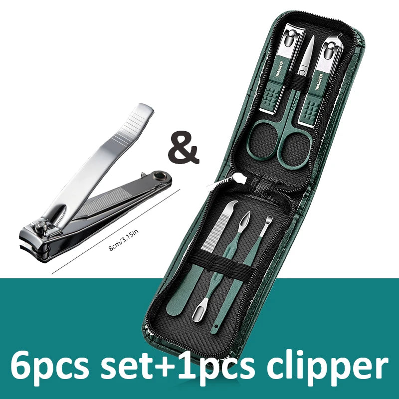 Set manicure da 6-9 pezzi con custodia in pelle, kit di strumenti professionali per la cura dei piedi e del viso, set di tagliaunghie in acciaio inossidabile, regalo 