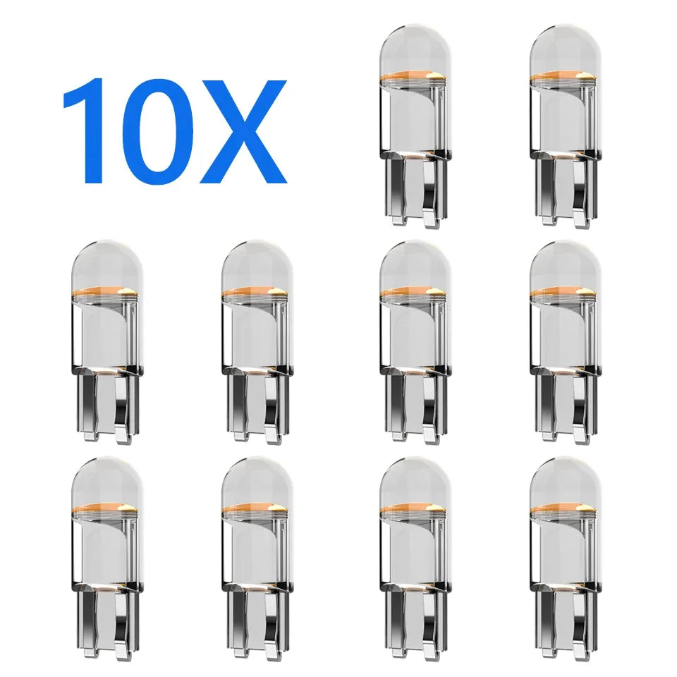 10x COB Glass W5W LED T10 Nuovissima luce per auto 6000K Bianco Auto Automobili Targa Lampada Cupola Lettura Bagagliaio DRL Lampadina Stile 12V 