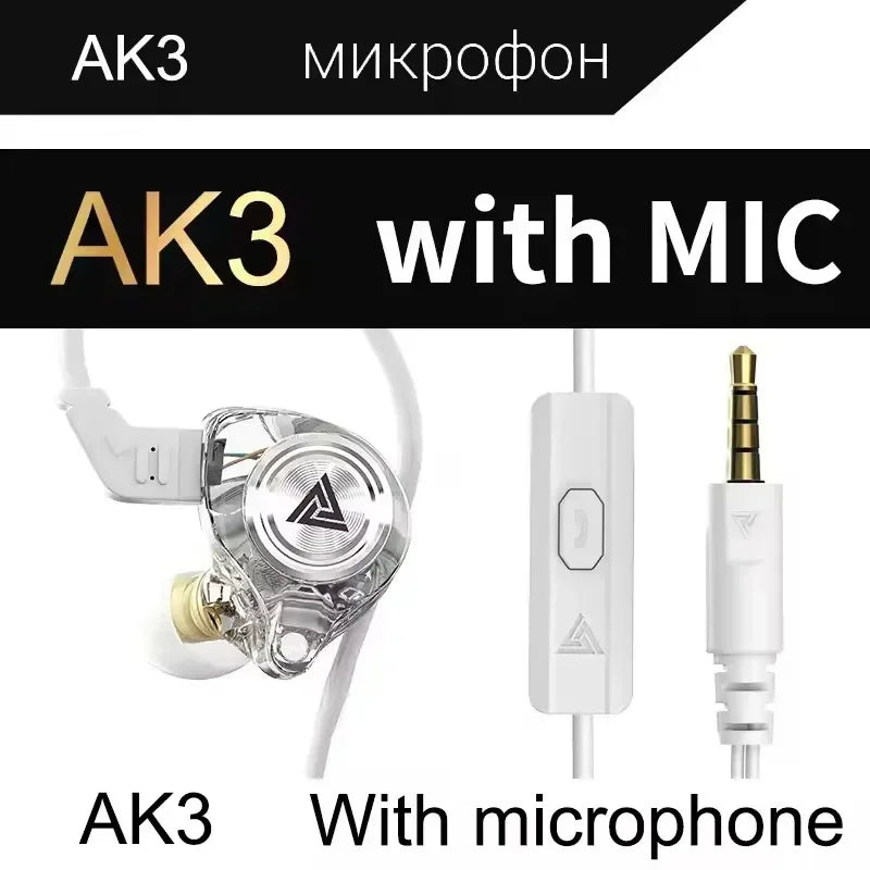 Nuovi auricolari QKZ 15D Dynamic Surround Sound Bass, auricolari con microfono, ingresso AUX da 3,5 mm, auricolari sportivi HIFI con cancellazione del rumore 