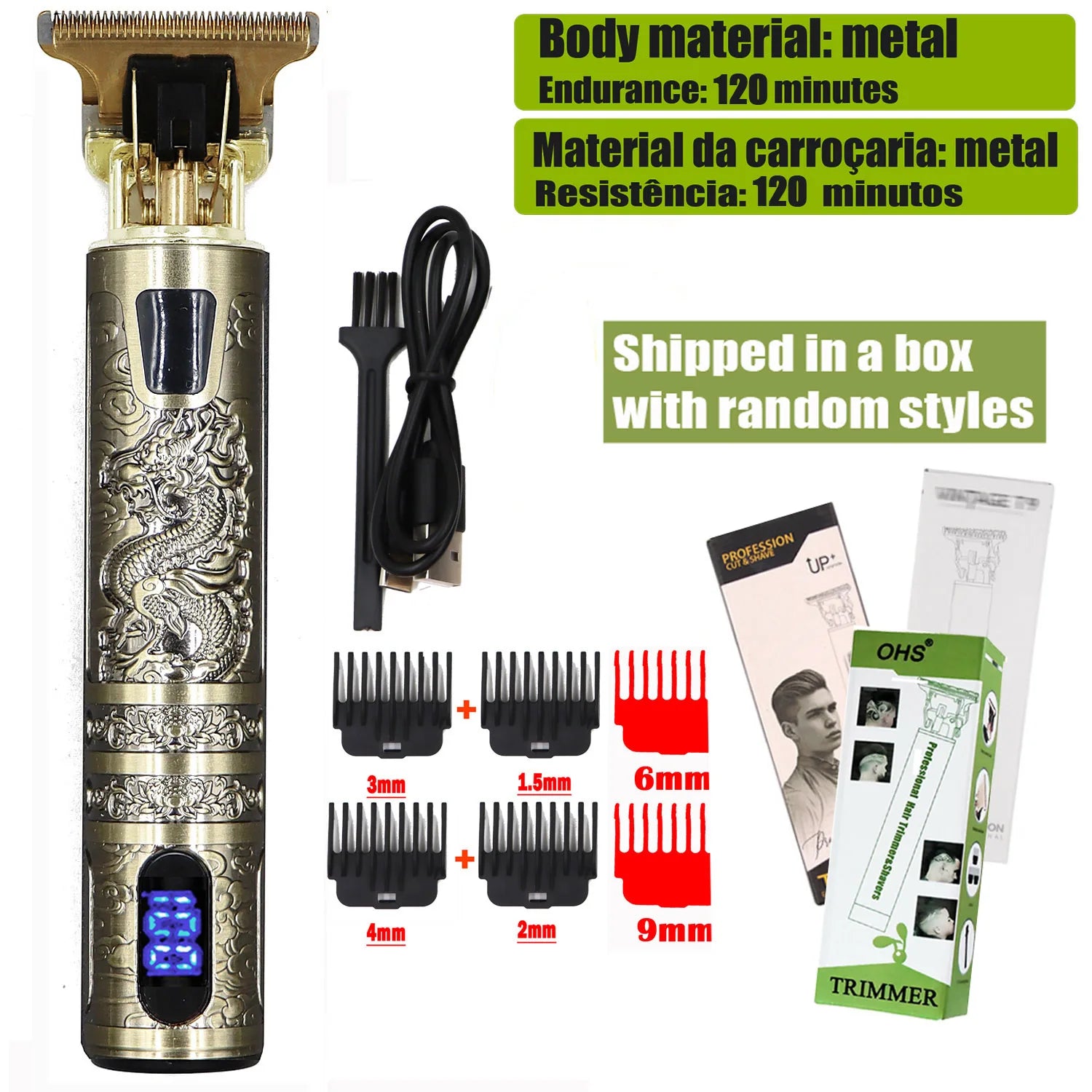 New Retro T9 Hair Clipper For Men, Electric Shaver, Rechargeable Hair Clipper, Portable Cordless Beard Trimmer