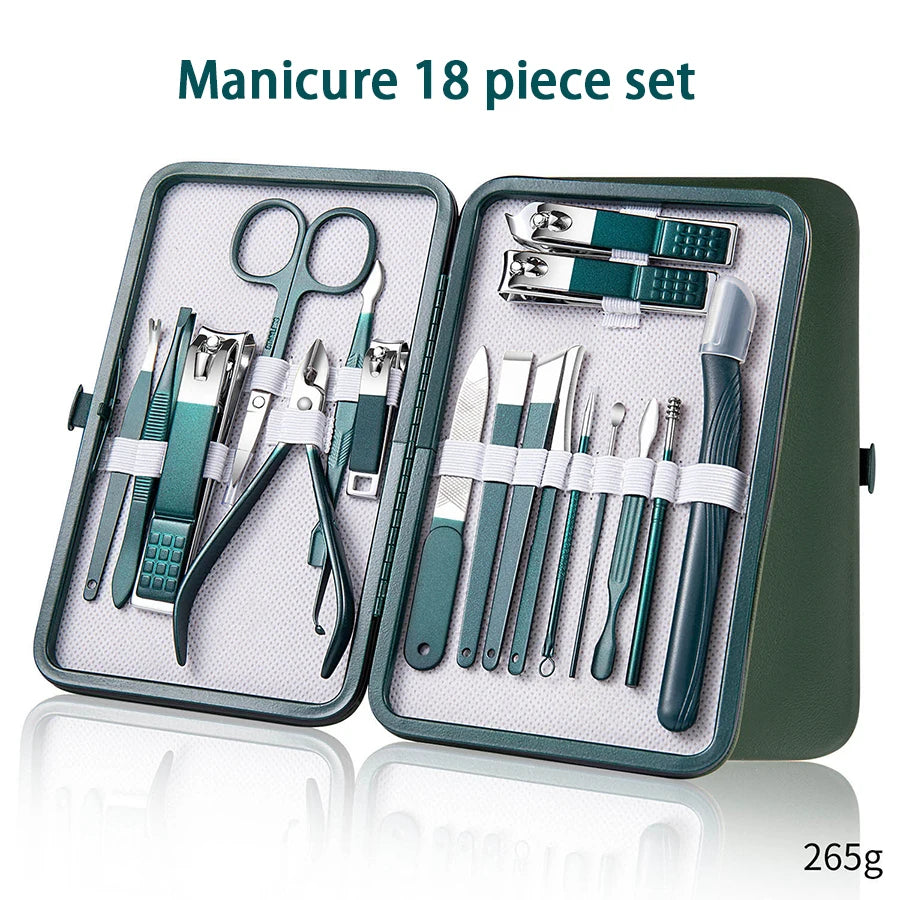 Set manicure da 6-9 pezzi con custodia in pelle, kit di strumenti professionali per la cura dei piedi e del viso, set di tagliaunghie in acciaio inossidabile, regalo 