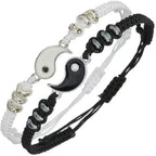 Set di 2 gioielli per coppia, bracciale Tai Chi bianco e nero, corda regolabile, set di gioielli da indossare tutti i giorni, stile semplice 