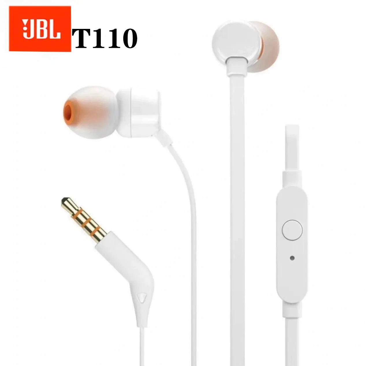 JBL TUNE 110 Cuffie auricolari cablate ufficialmente autorizzate Microfono integrato Interfaccia da 3,5 mm Cuffia auricolare in silicone per chiamate sportive