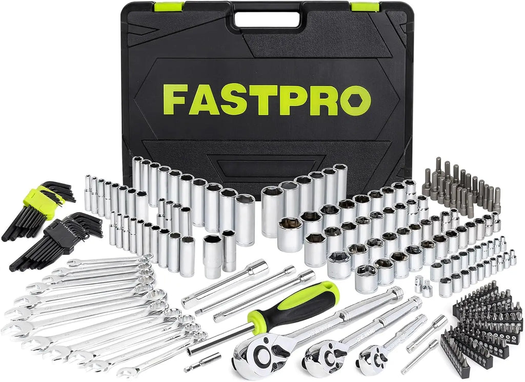 Set di utensili meccanici da 249 pezzi, chiave a bussola SAE/metrica, attacco da 1/2', 3/8', 1/4', cricchetti, chiavi esagonali, per riparazioni auto 
