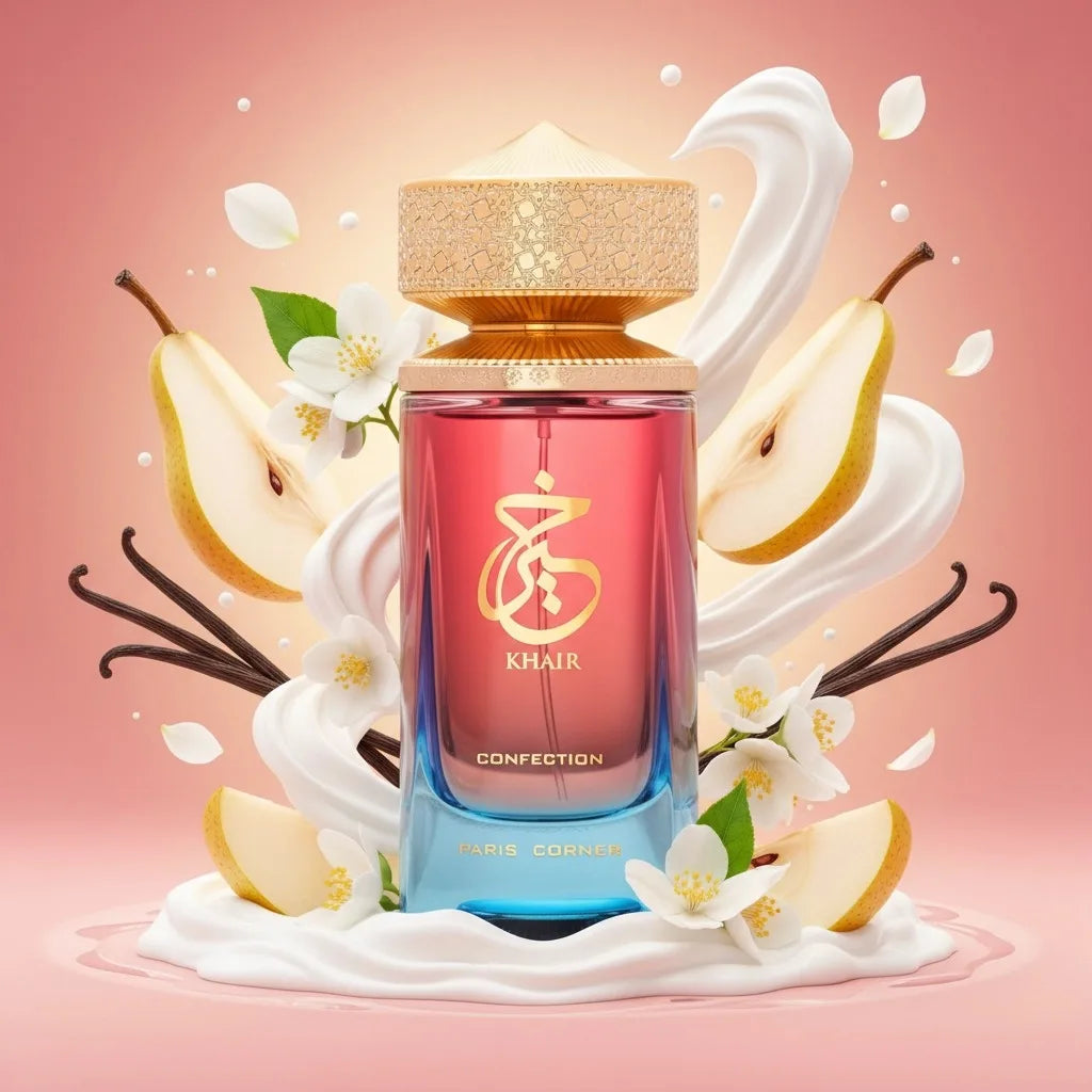 Paris Corner Khair Confection EDP 3.4 Fl Oz,Unisex Daily Sweet Perfume,Pear Jasmine Whipped Cream Vanilla Daily Wear