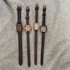 Orologio quadrato retrò marrone da donna, semplice, con temperamento coreano, leggero, di lusso, piccolo, di alto valore 