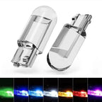 2 pezzi W5W 194 T10 alloggiamento in vetro Cob lampadina a LED per auto 6000K bianco verde blu rosso cuneo luce targa luce cupola bianca 