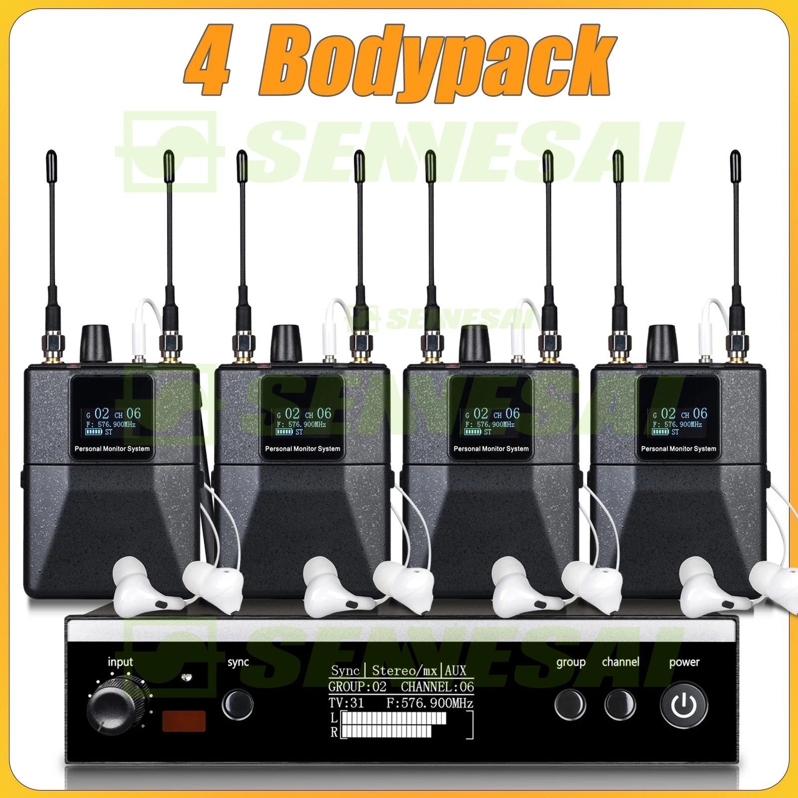 Sistema di monitoraggio professionale SENNESAI PSM300 Stage Return Stereo Personal In Ear Monitor Apparecchiatura audio professionale wireless, 500 MHz 