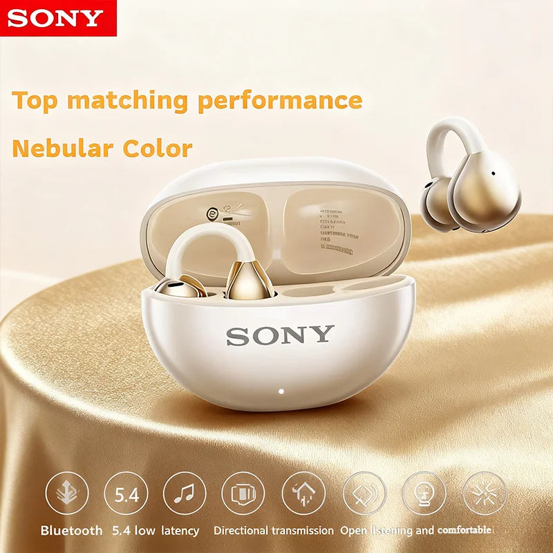 Auricolari wireless SONY con clip e orecchio aperto, Bluetooth 5.4, sport ENC, cancellazione del rumore, leggeri, resistenti al sudore, con microfono, per l'uso quotidiano 