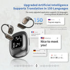 Auricolari con traduttore AI 2026, traduzione in tempo reale in 144 lingue, auricolari Bluetooth wireless per viaggi, riunioni di lavoro, apprendimento 