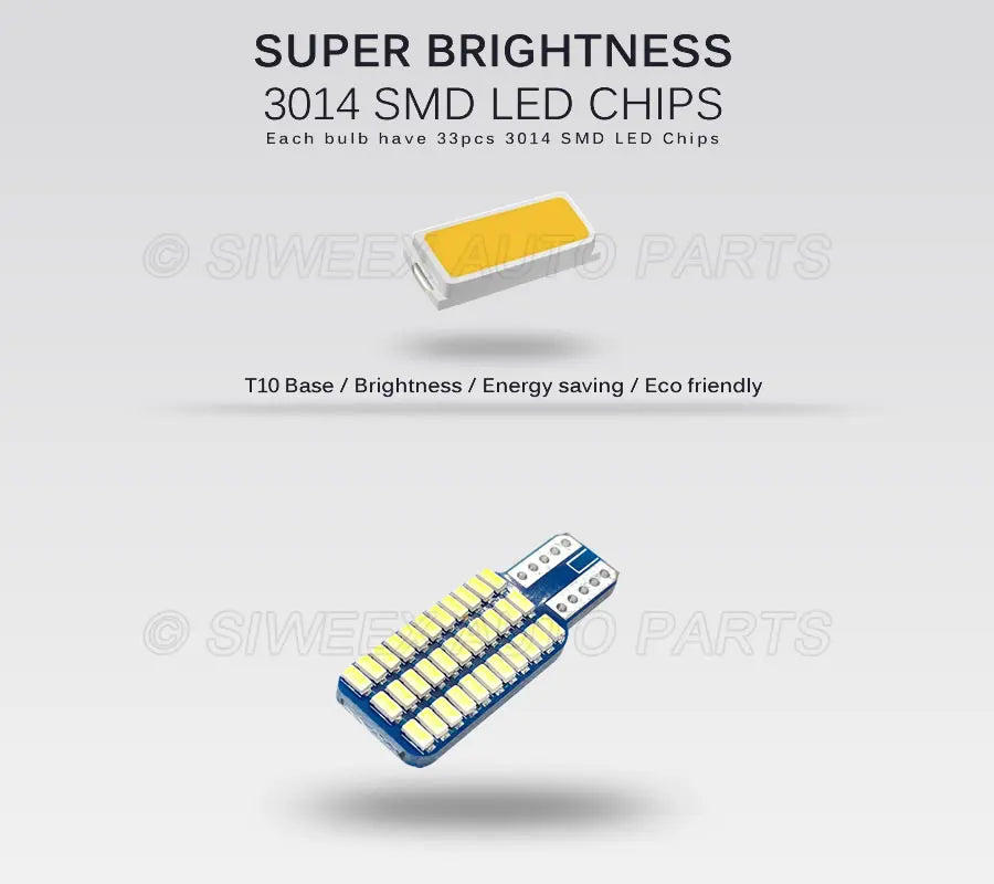 Lampadine LED T10 192 194 168 W5W 33 SMD 3014 Luci posteriori per auto Lampada a cupola bianca DC 12V Canbus senza errori 